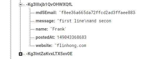 comments stored in Firebase database new comment stored in Firebase