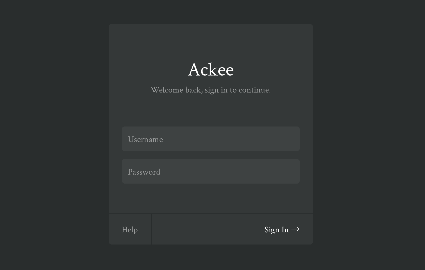 Ackee login page