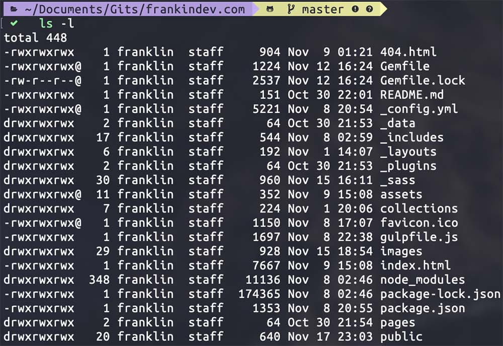 ls -l 输出更多信息